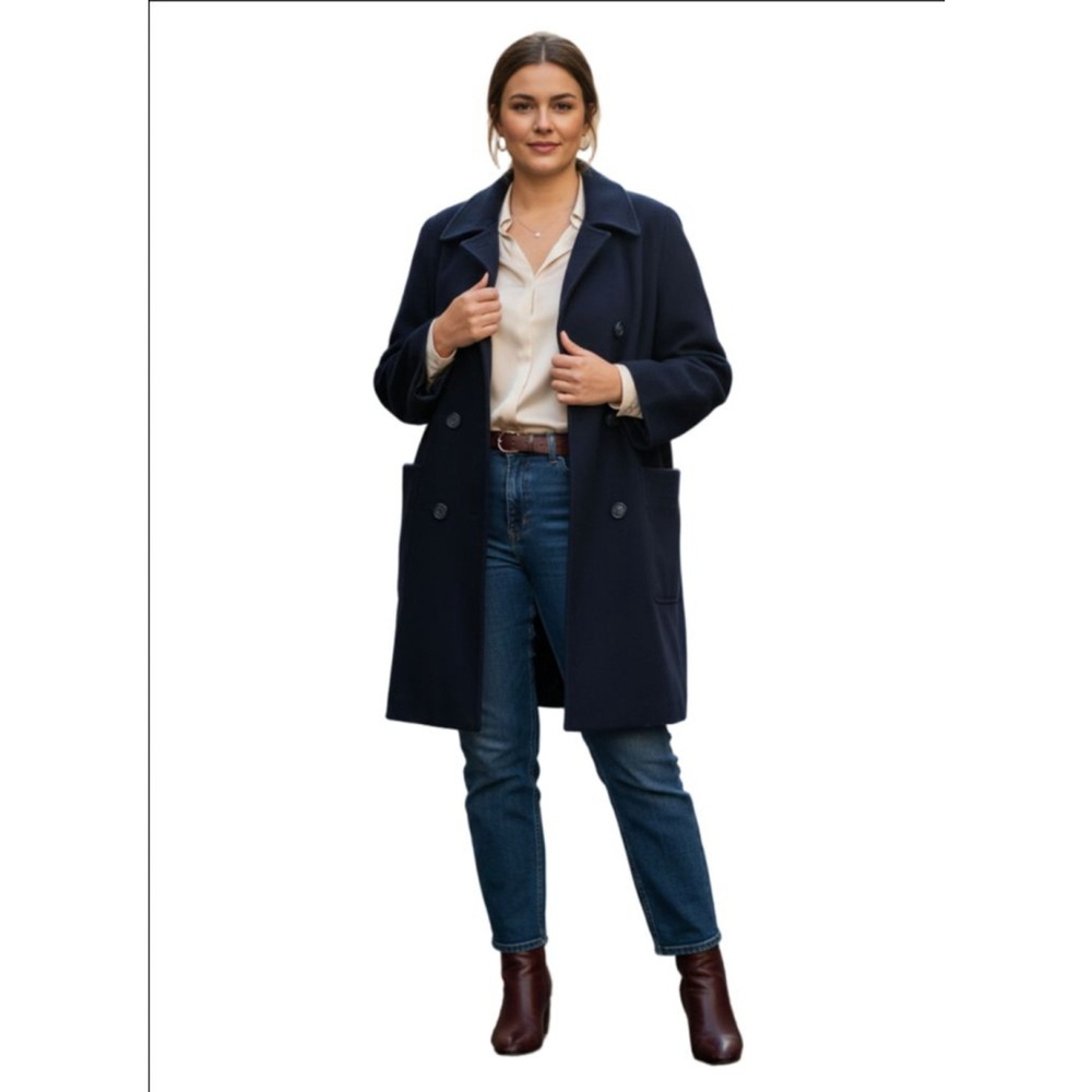 Women's Alfred Dunner Navy Wool Pea Coat Size 14